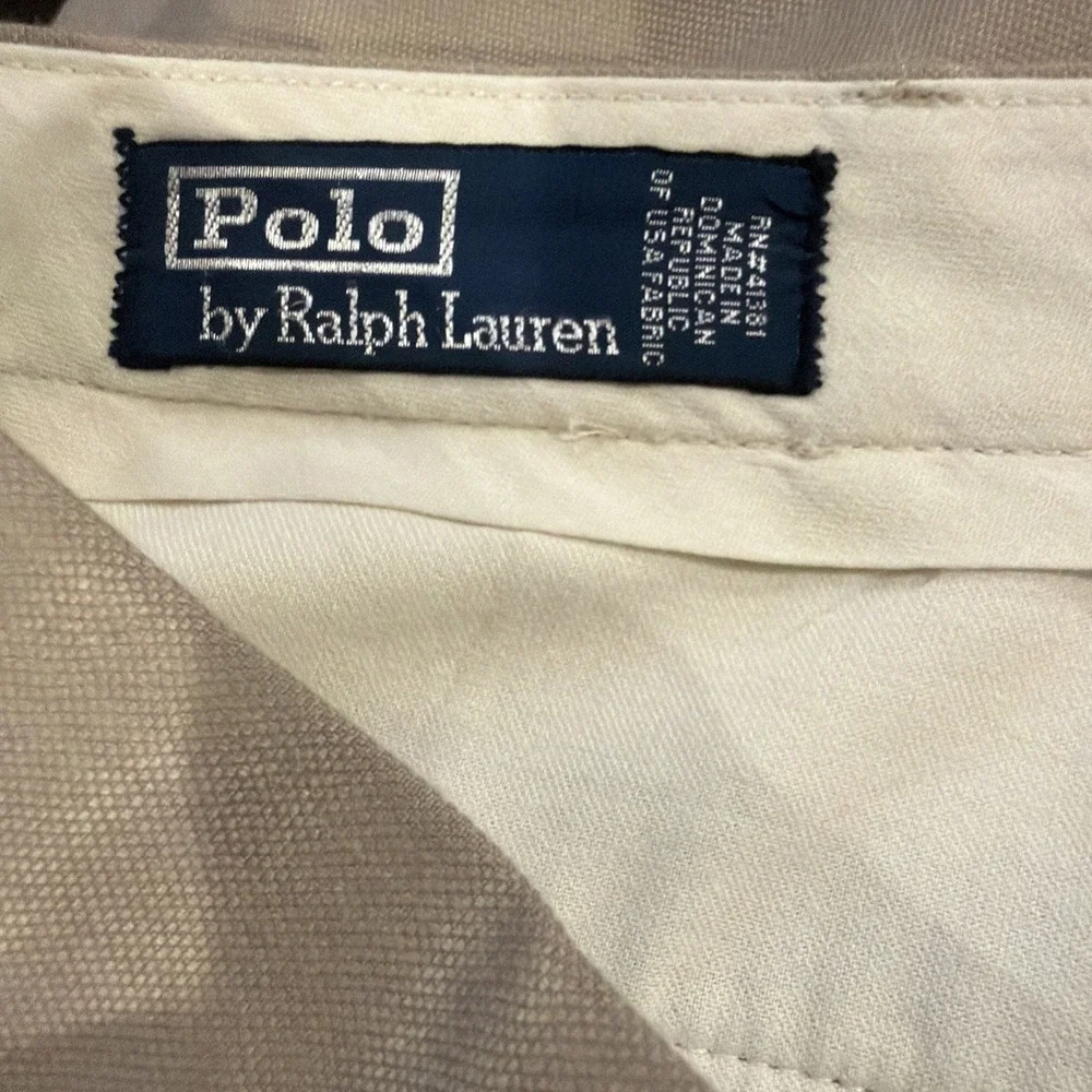Polo Ralph Lauren Mens 34x30 Beige Cuffed Leg Seam Pleated Trousers Grandpa Pant